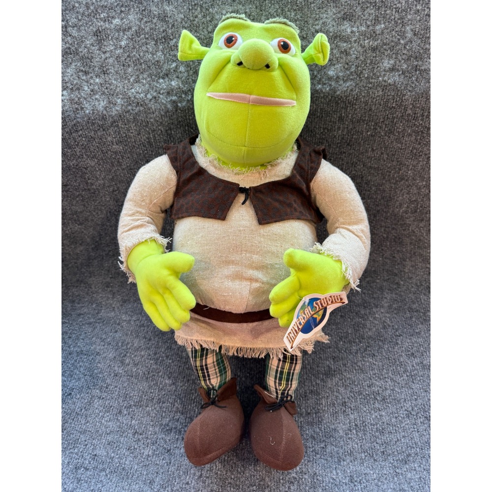 Universal Studios Shrek Plush Stuffed Toy Ogre Plaid Pants Burlap Tunic 20 Inch